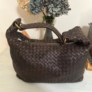 Bottega Veneta Dark Brown Woven Hobo Bag